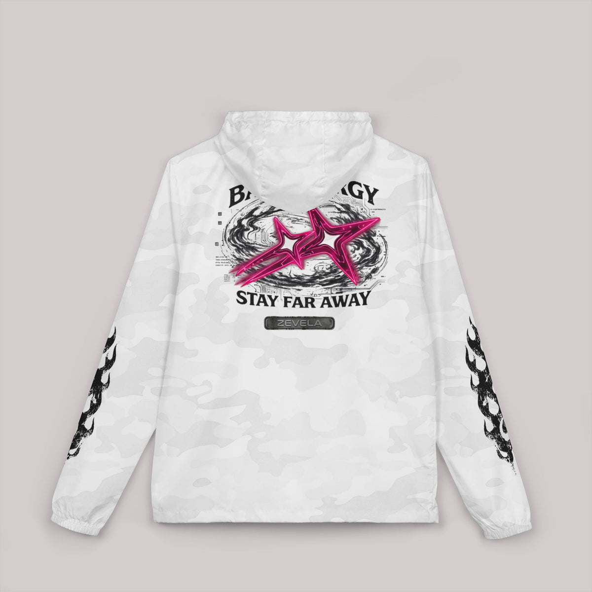 Bad Energy Stay Far Away Waterproof Wind Breaker (Unisex)