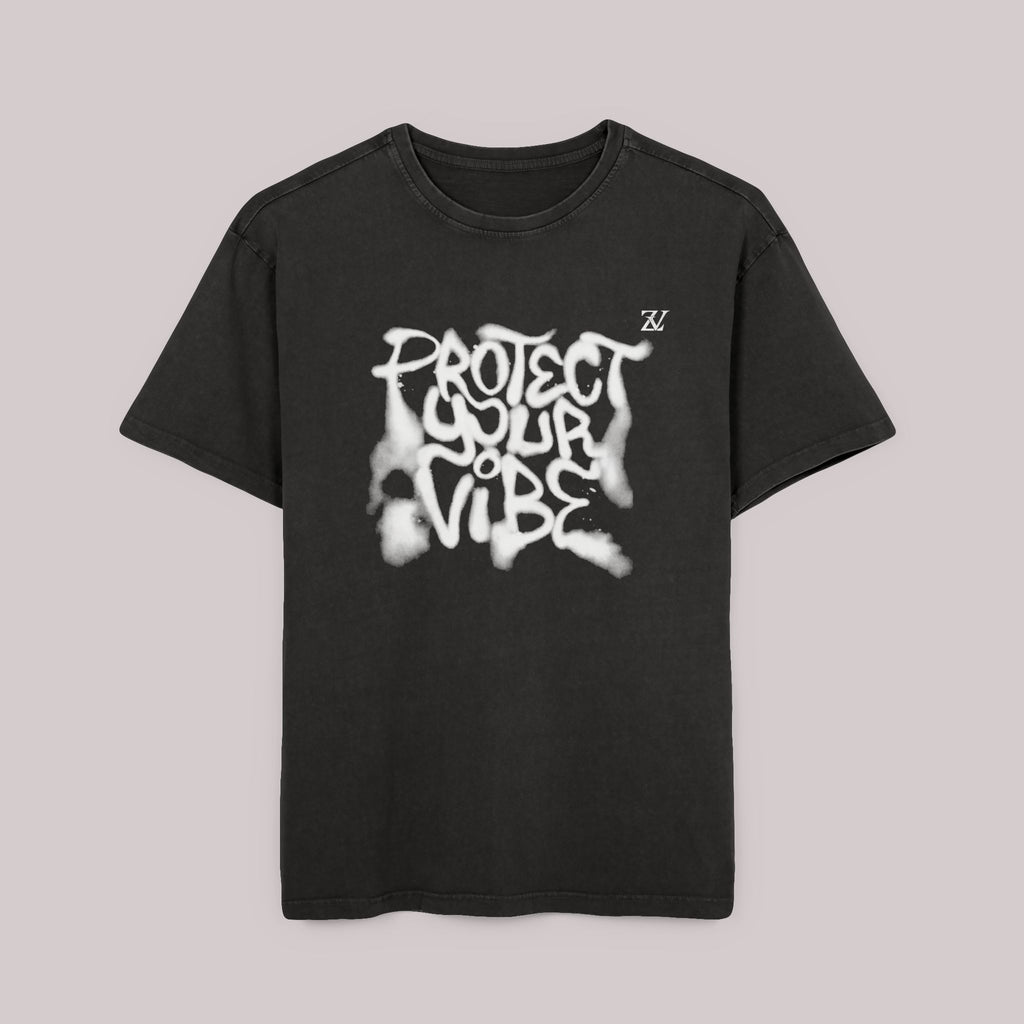 Protect Your Vibe - Acid Wash Black Tee