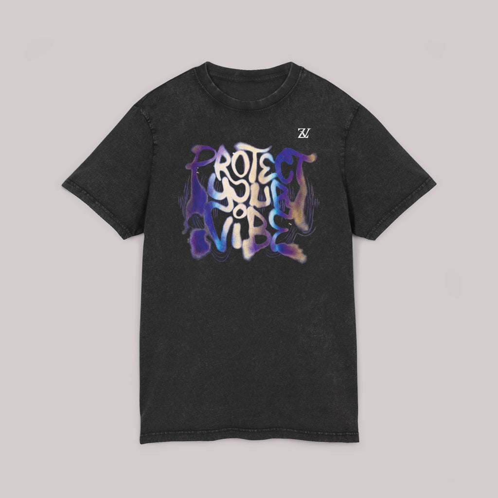Protect Your Vibe - Acid Wash Black Tee
