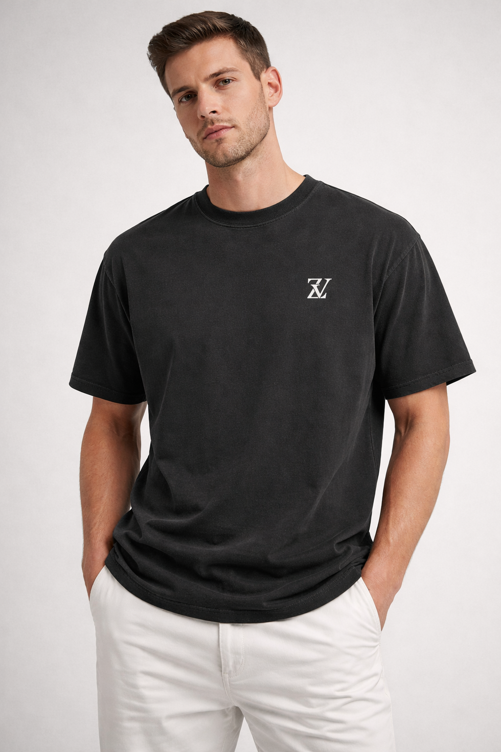 Japanese Wave Meaning & Motivation Tee | Back Print Acid Wash Black