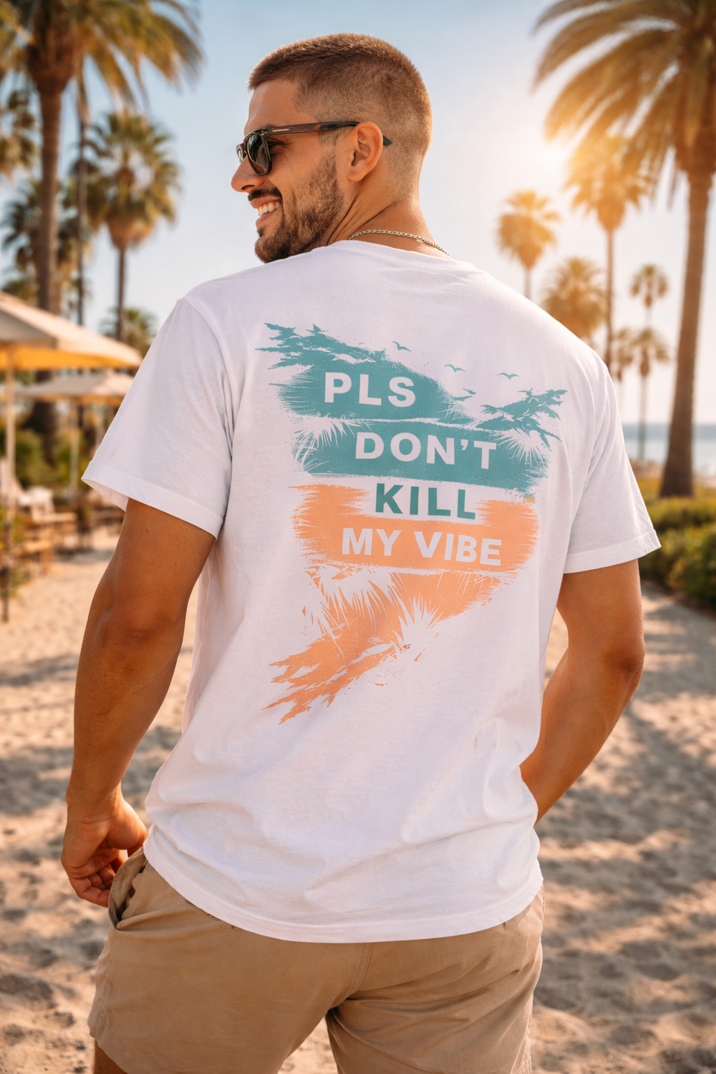 PLS Don't Kill My Vibe graphic tee | Oversized T-Shirt, beach brushstroke design