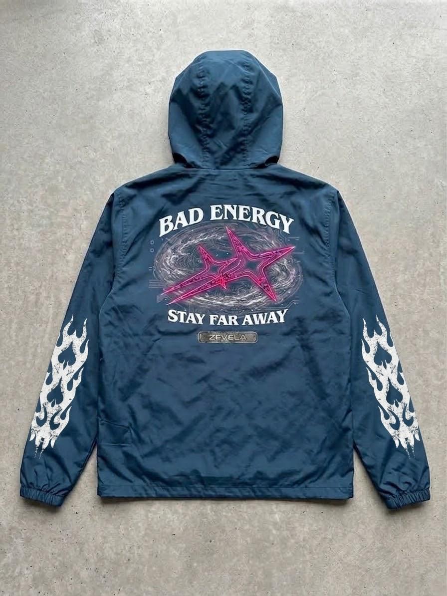 Bad Energy Stay Far Away Waterproof Wind Breaker (Unisex)